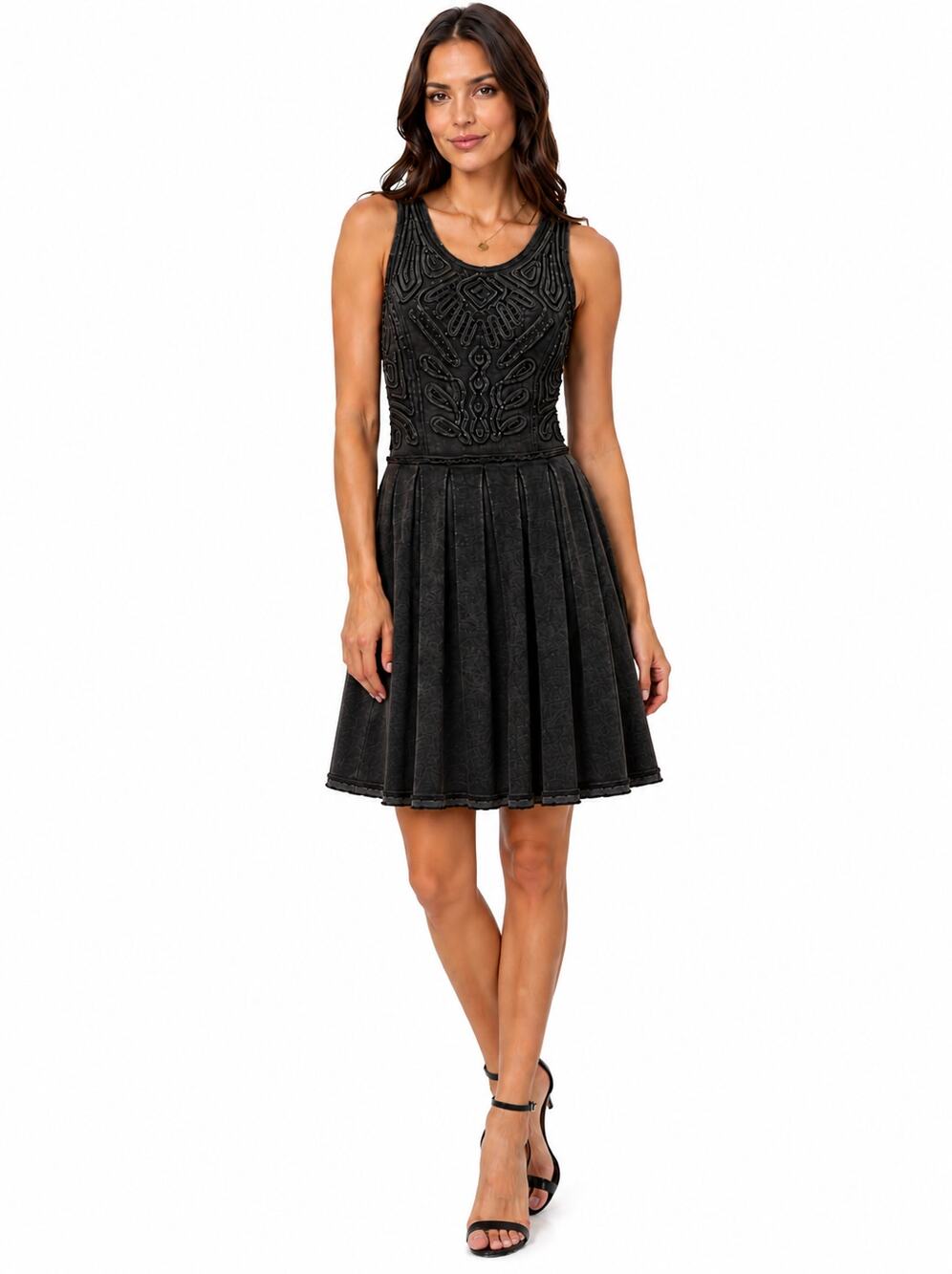 Free People Black Beaded Fit Flare Dress S Cutout Back Party Cocktail Mini